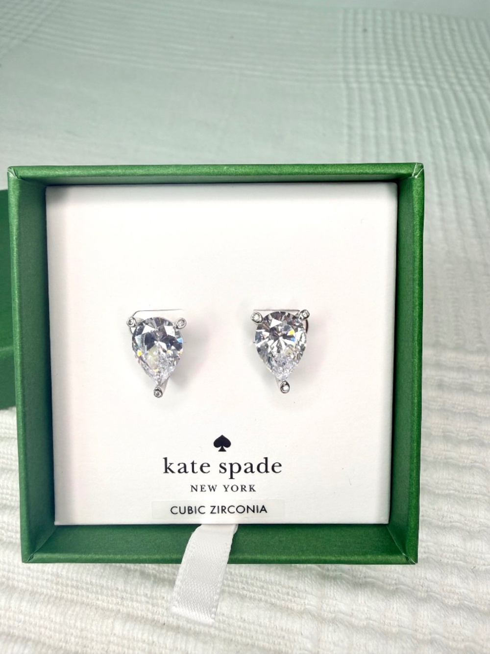 Kate Spade, Pear Cubic Zirconia Trio Prong Stud Earrings